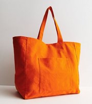 New Look Bright Orange Canvas Large Tote Bag